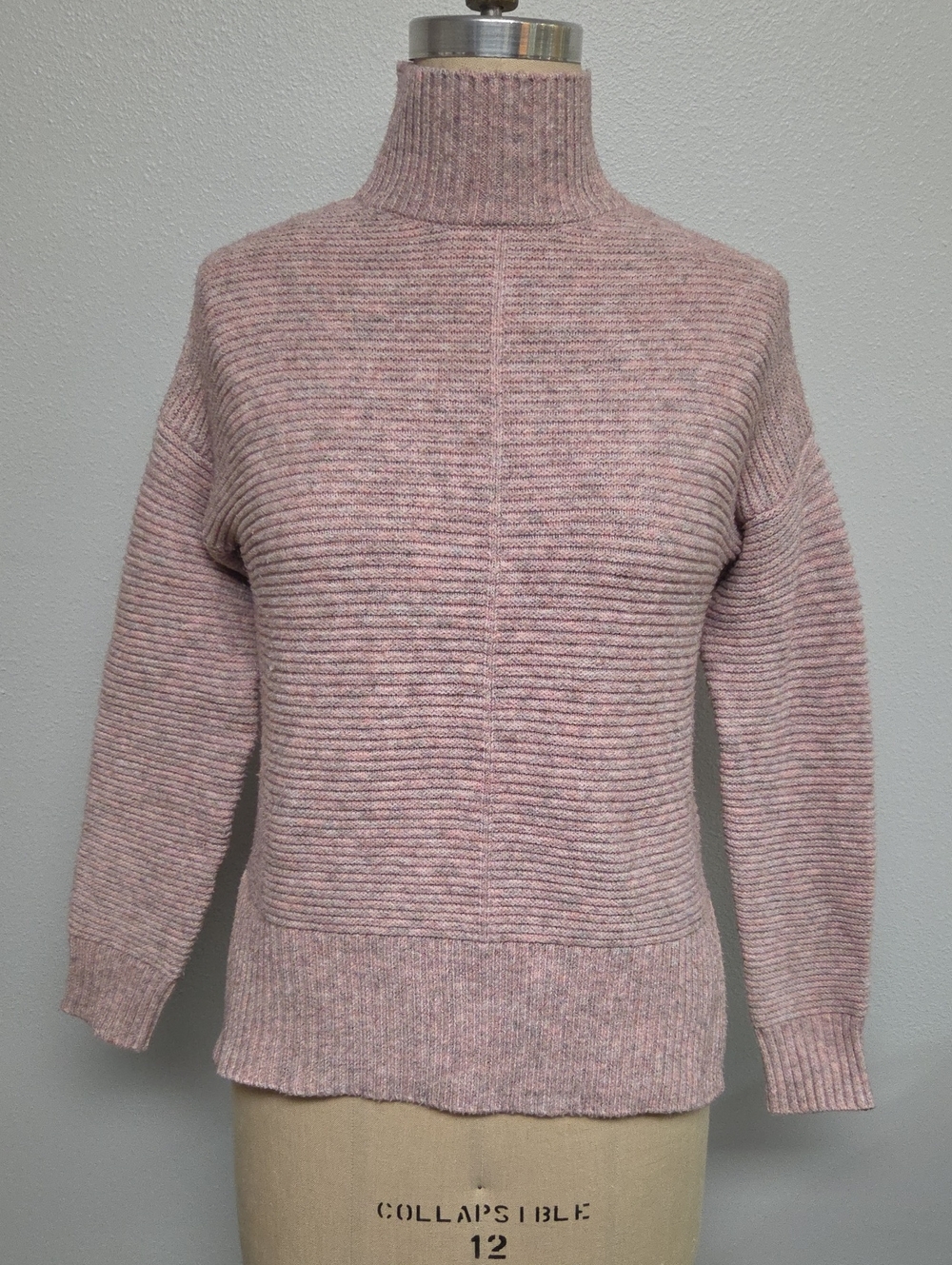Light Pink Ribbed Turtleneck Sweater